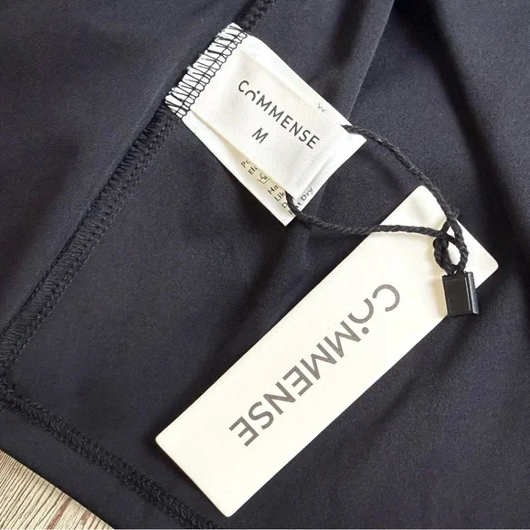 Commense Black Asymmetric Ruched Maxi Dress NWT Sleeveless Stretch Medium - Picture 8 of 10